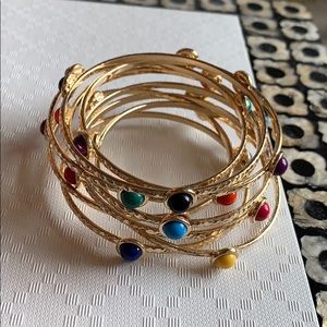 Gold Bangles with Multicolor Dots